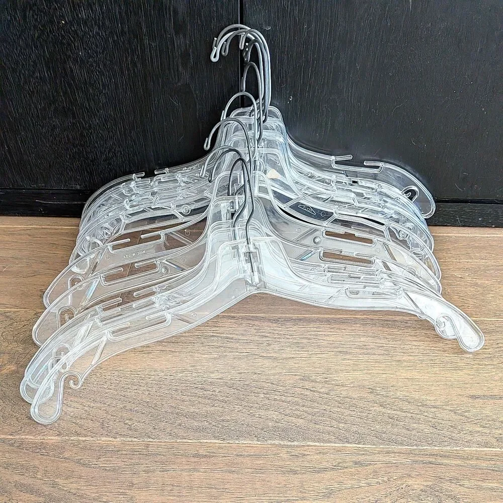Vintage Clear Plastic Clothes Hangers Lot of 12
